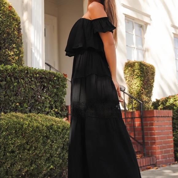 Lulu’s Black Off Shoulder Maxi Dress - Picture 3 of 6